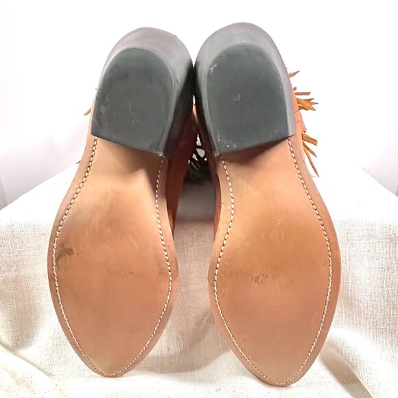 Laredo Tan Leather Fringe Cowboy Boots Women’s Vintage Western Rodeo Style - Picture 6 of 16